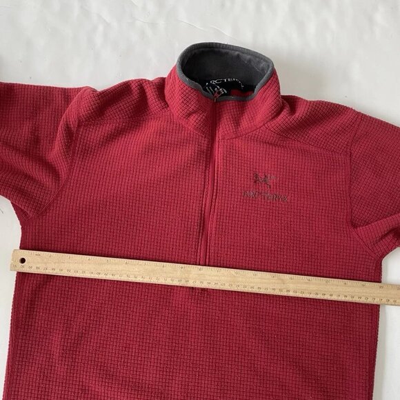 original Arc’teryx Delta AR Pullover Fleece Men’s Small Red Polartec Grid - Picture 2 of 9